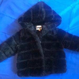Kids Faux Fur Jacket - Black